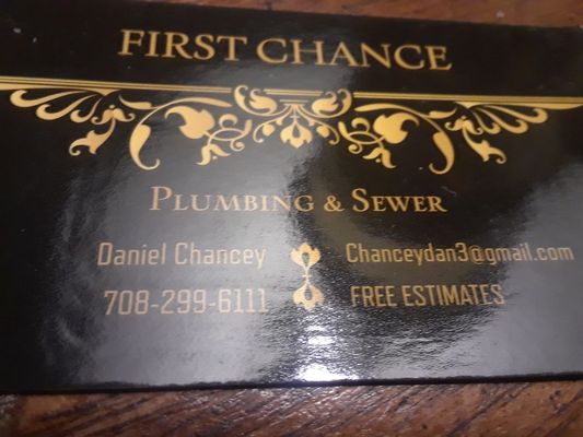 More recent First Chance Plumbing and Sewer business card.