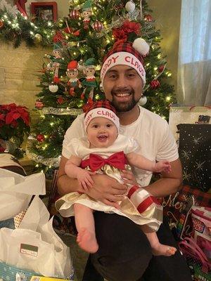 Daddy & Daughter enjoying presents.