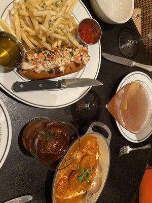 Lobster Roll w Fries, and Shrimp & Grits