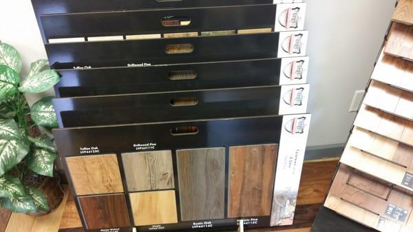 You can see some of the LVT samples we have here which make a great alternative to traditional hardwood flooring