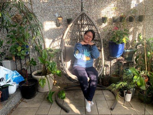 Loved this chair in the atrium! Such a lovely greenhouse-y space to relax.