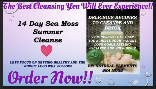 Try our amazing sea moss cleanse. Very gentle cleansing experience. No starving, guaranteed weight loss, digestive health and energy!