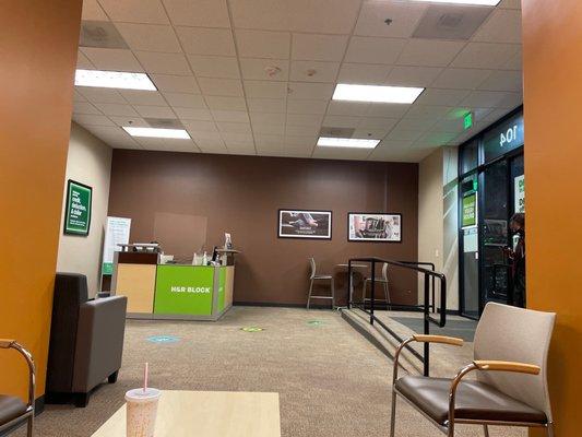 Waiting area at h & r block DTLA