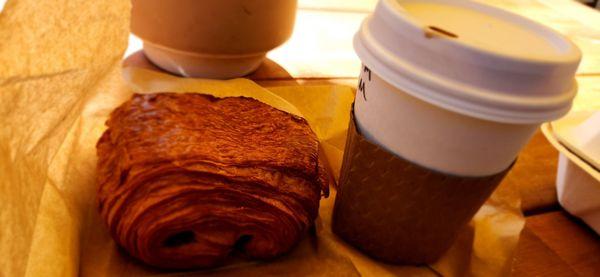 Chocolate croissant and Mexi Mocha