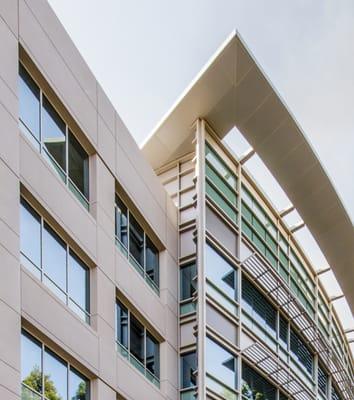 entry detail-new Synopsys Headquarters, 340,000 sf office campus, Mountian View, CA.   design, and planned by Chang Architecture