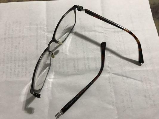 Unusable, unfixable (three times) glasses.