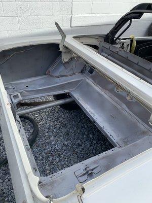 '65 Mustang trunk blasted and primed!