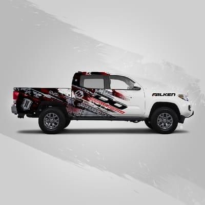 Vehicle wrap designed for Demello Offroad.