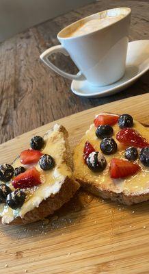 Ricotta toast and a latte