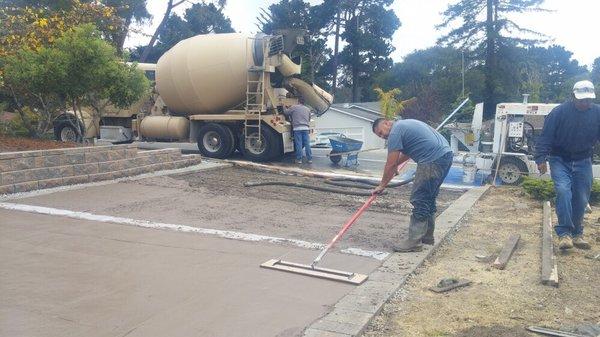 Pouring concrete in monterey