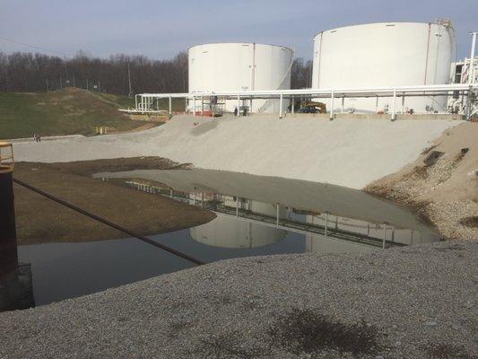 Finished stone slopes at Marathon Petroleum Tri-State Tank Farm in Kenova, WV