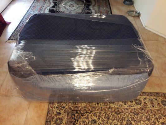 Fully wrapped leather couch