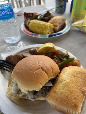 Spread for employees's picnic.