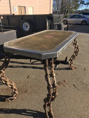 custom polished concrete table, currently our sales desk