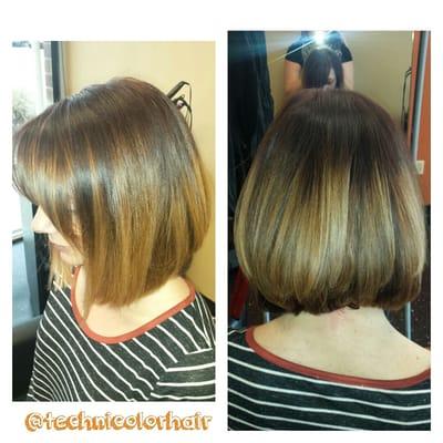 Wonderful camel balayage on an aline bob so cute