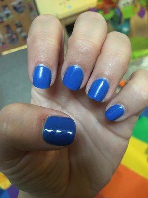 Royal blue gel manicure on my short nails!