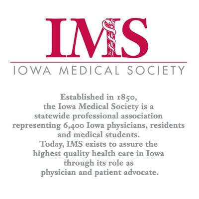 This is the Iowa Medical Society logo and core purpose.