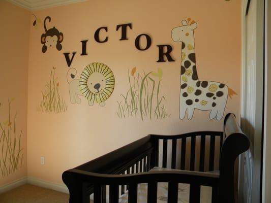 Baby room mural with 3D elements. Very creative and fun design for practically any baby room.