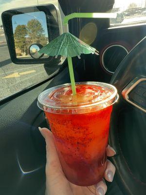 Simple papaya slushy with lime juice, powdered ginger, chamoy & tajin ($5.10) 1/17/2024