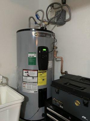 My new AO Smith 50 gal smart electric water heater. Wow!