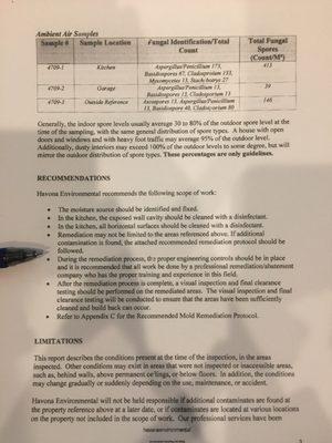 A mold report after Sanicare cannot see mold.