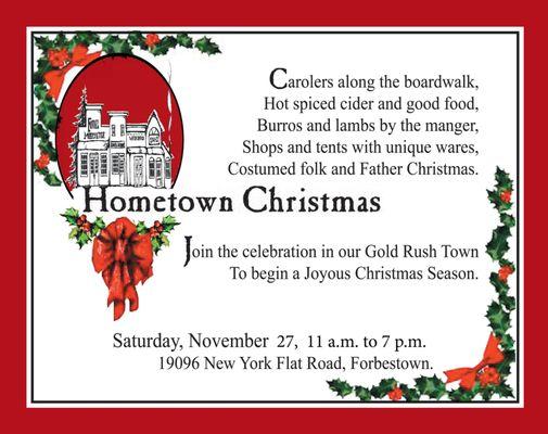 Come to the Yuba Feather Museum Hometown Christmas event November 27th, 11am - 7pm 2022!