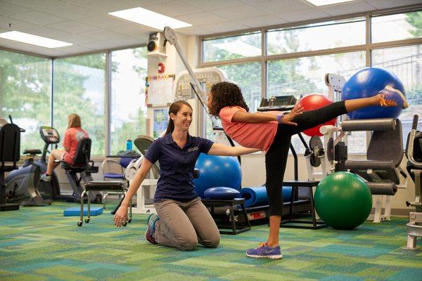 Children's sports physical therapist with dancer