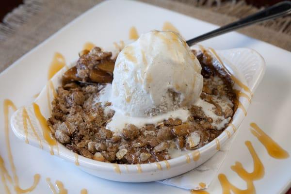 Homemade Apple Cobbler with vanilla bean ice cream