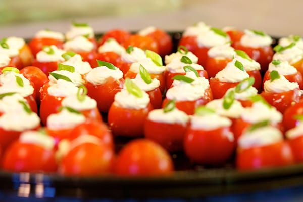 Cherry Tomatoes stuffed with Boursin Cheese