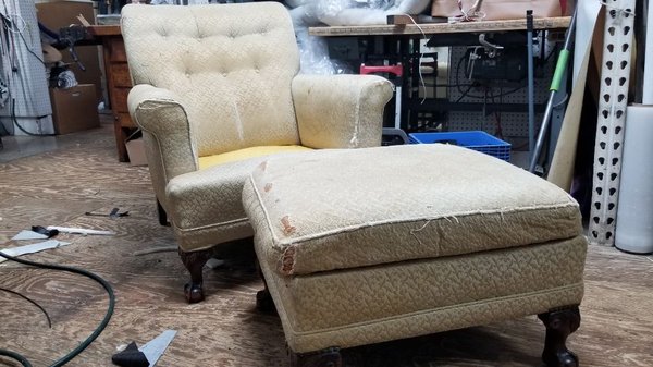 Before and After of Chair and Ottoman