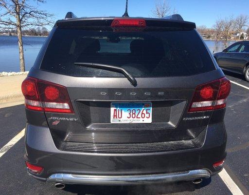 This Dodge Journey seats 5 with ample room for cargo but it can expand to 7 passengers if you lift the back seat.