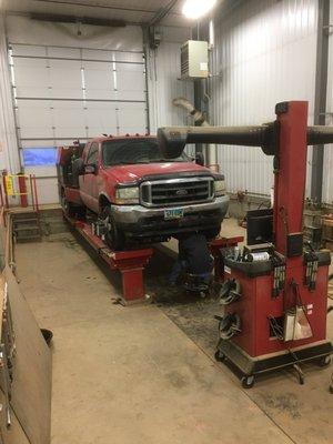 Alignment on truck at OK Tire Store Watford City.