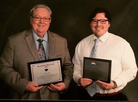 My Dad & I receiving awards,My dad was being inducted into the Re/Max HALL OF FAME! While I was receiving my first Platinum Club award.