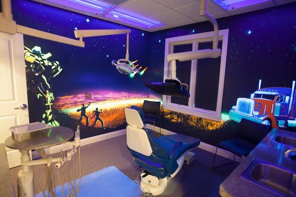 Glow in the dark patient room