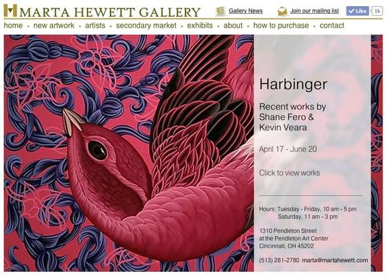 Marta Hewett Studio website - Harbinger exhibit