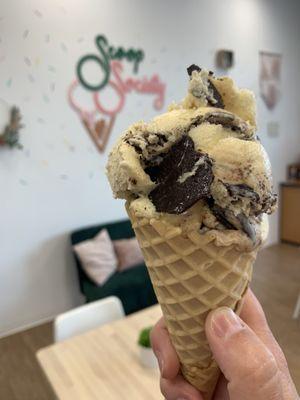 Moose Tracks in a waffle cone