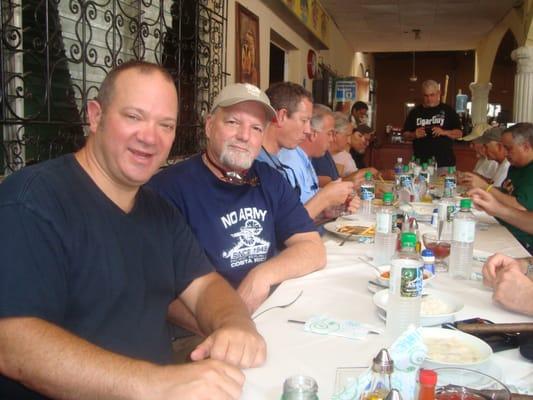 Christopher Mey, Director of International Sales, Rocky Patel Cigars, hosts luch for the Tampa Rough Riders in Estili, Nicaraga.