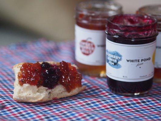 Blueberry Lemon Jam and Red Pepper Jelly on toast!