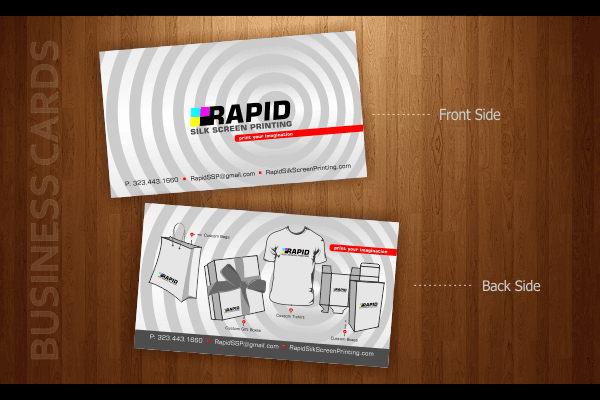 Rapid Silk Screen Printing Company Business Cards - Created by LACDS