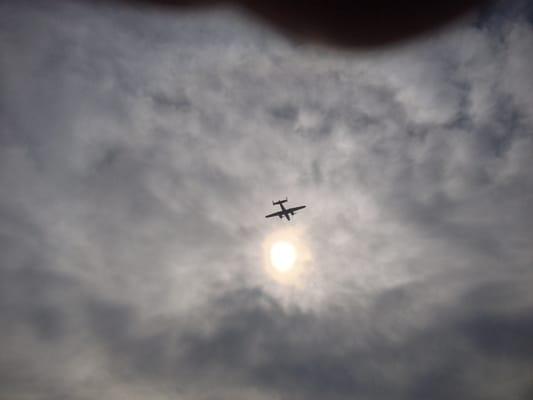 Bomber flying over