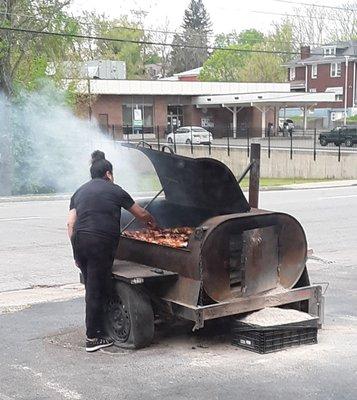 Grilling chicken