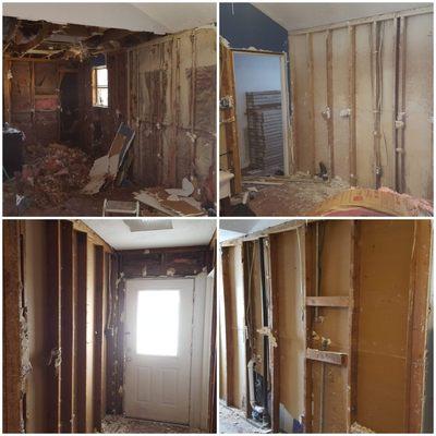 Demolition of entrance, Living room and kitchen.