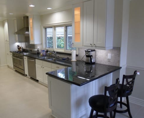 Pacific Palisades Kitchen.  Features include all-wood shaker style cabinets & granite counters