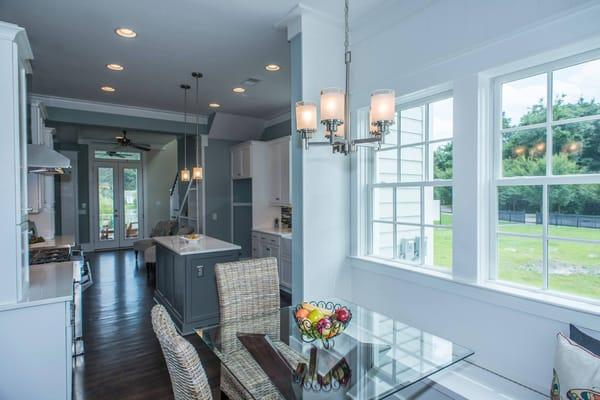 Dining and Kitchen of Single-Family Residential Architecture (Lake House) in Watermark development in Mt. Pleasant, SC.