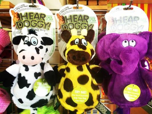 Gotta love plush toys that our dogs can hear squeak, but we can't...ultrasonic squeakers!