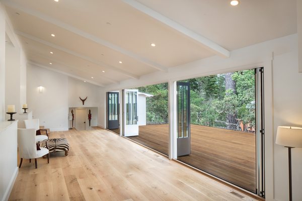 Indoor-Outdoor Living Room at our Historic Renovation in Carmel-by-the-Sea