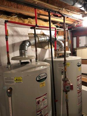 Tandem water heater installation