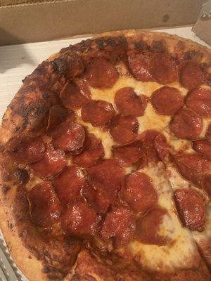 Burnt crust and look at those pepperonis