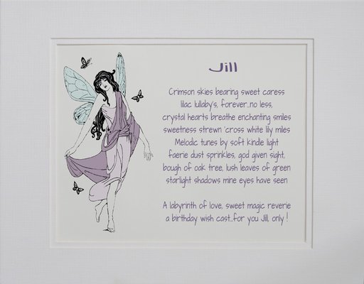 Birthday Gifts of Poetry  Personalized, Illustrated and Matted  Ready to Frame poeticreverie.com  Copyright Protected