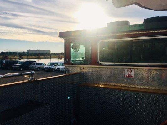 Sit on top of the fire truck